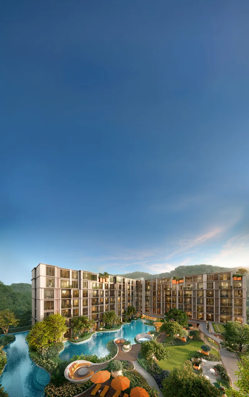 CANVAZ Palette Cherngtalay — aerial view of both 7-storey buildings